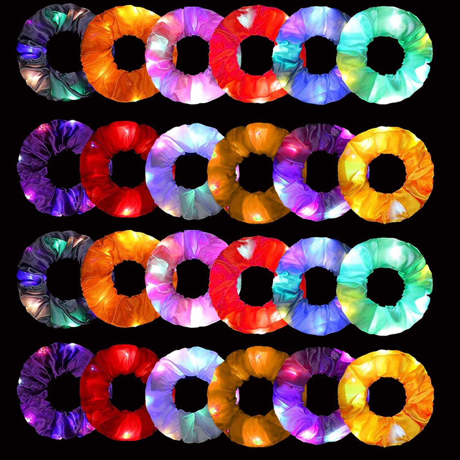 Outdoor Lighting Beacon - 6 Buah Ikat Rambut LED Scrunchies,