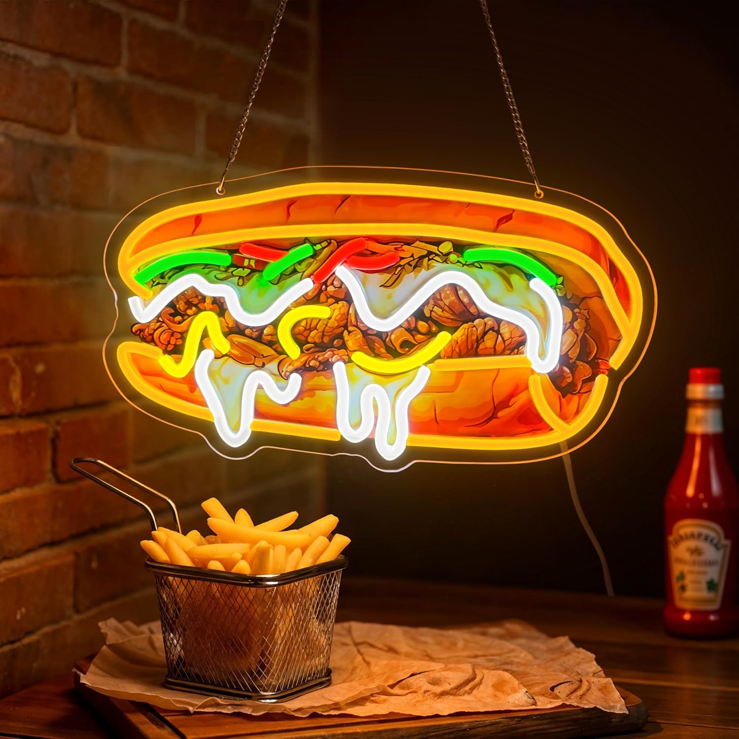 Outdoor Lighting Vendor - Lampu Neon Philly Cheesesteak Bertenaga USB,