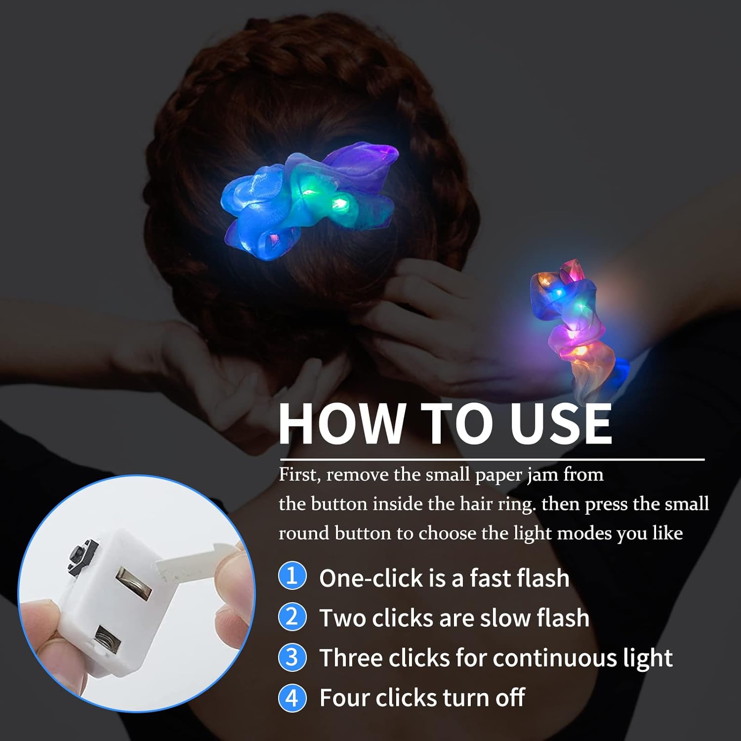 6 Buah Ikat Rambut LED Scrunch - Outdoor Lighting Beacon ulasan dan harga