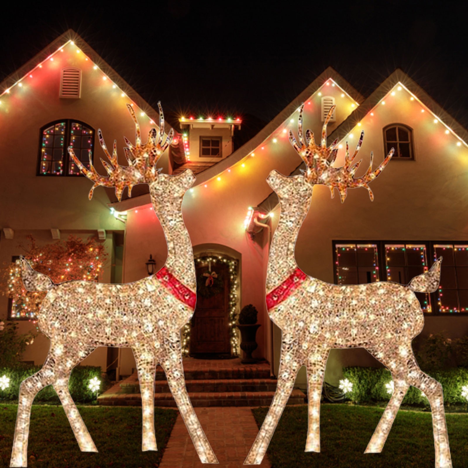 Dekorasi Natal berlampu rusa 1 - Outdoor Lighting Yard Stakes ulasan dan harga