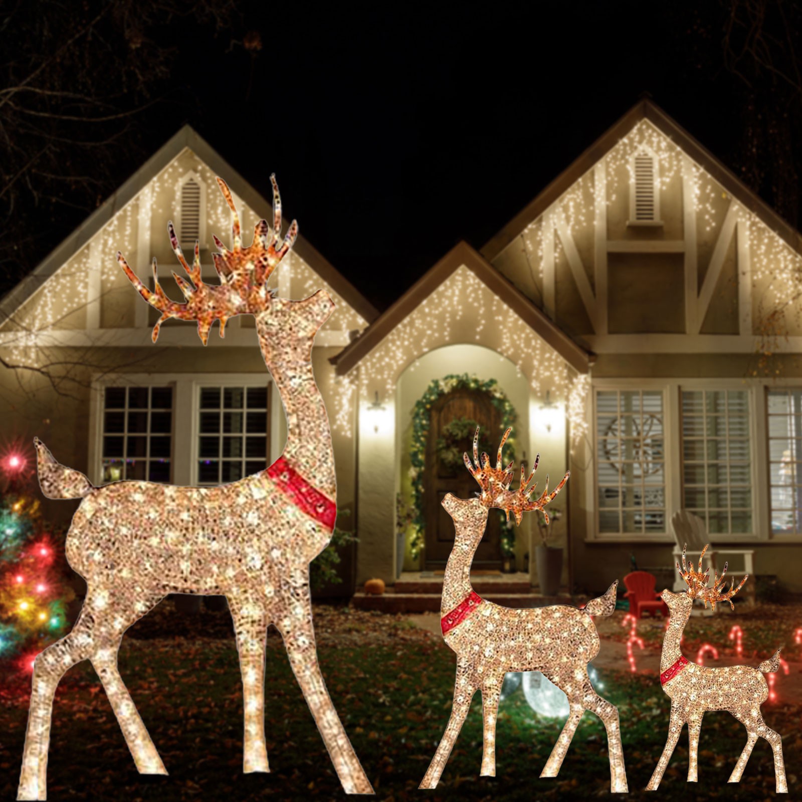 Dekorasi Natal berlampu rusa 1 - Outdoor Lighting Yard Stakes ulasan dan harga