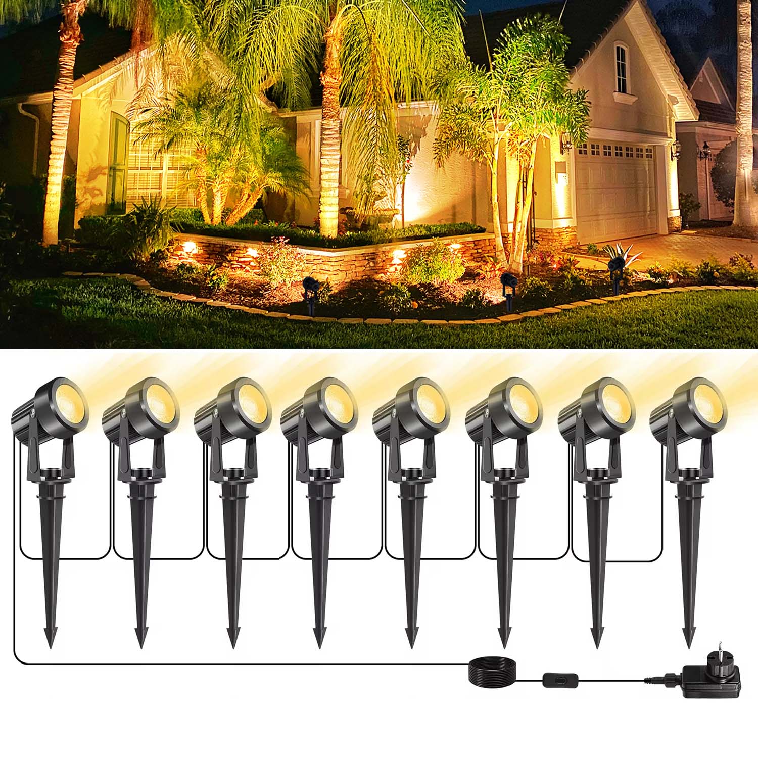 8LED 3000K lampu sorot luar ru - Outdoor Lighting Uk ulasan dan harga